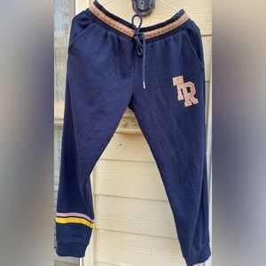 True Religion Kids Blue Joggers with Gold and Pink Stripes